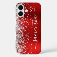 Silver Glitter Red Metallic Girly Signature