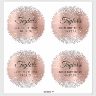 Silver Glitter Rose Gold 6" Circles 40th Birthday