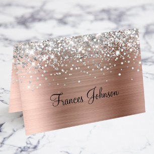 Silver Glitter Rose Gold Individual Place Cards