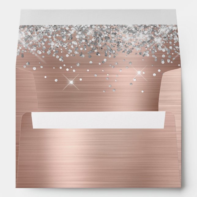 Silver Glitter Rose Gold Ombre Foil Envelope (Back (Bottom))