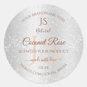 Silver Glitter Rose Gold Product Labels Initials
