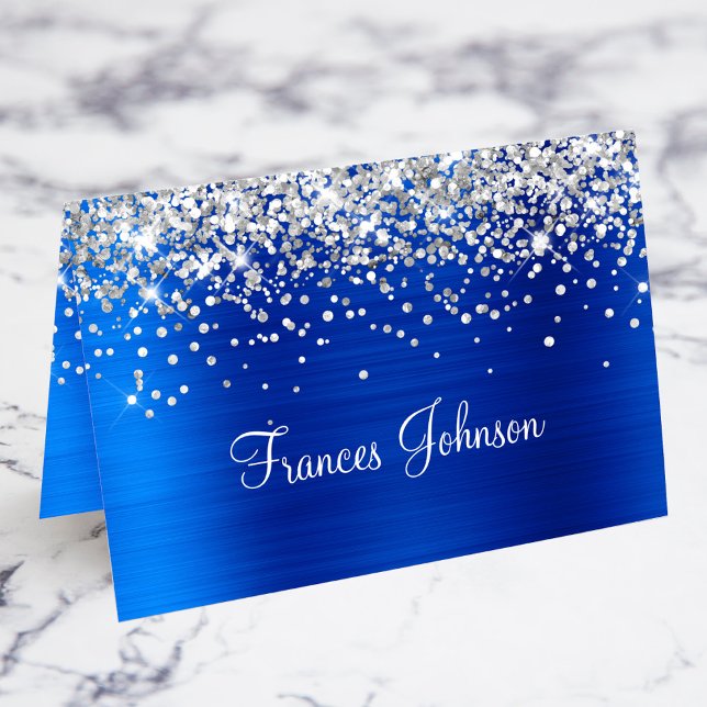 Silver Glitter Royal Blue Individual Place Cards (Silver Glitter Royal Blue Individual Place Cards)