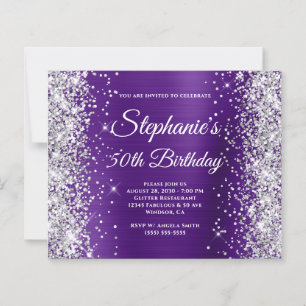 Silver Glitter Royal Purple Foil 50th Birthday