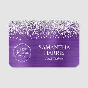 Silver Glitter Royal Purple Foil Logo Title Name Tag