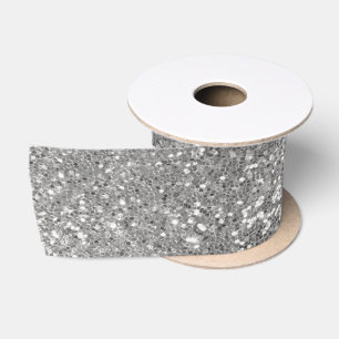 Silver Glitter Satin Ribbon