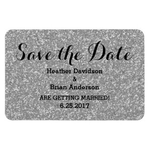 Silver Glitter Save the Date Flexi Magnet