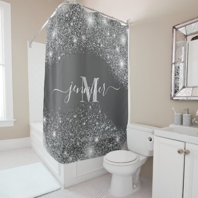 Silver Glitter Shower Curtain (In Situ)