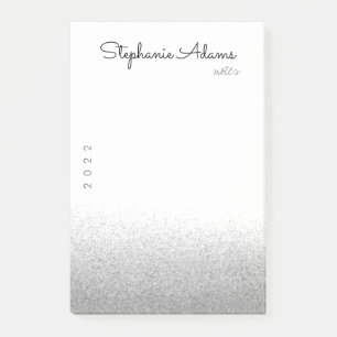 Silver Glitter Signature Monogram Post-it Notes