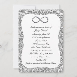Silver Glitter Silver Infinity Bridal Shower Invitation