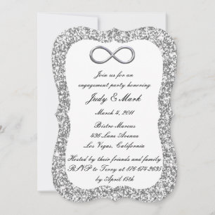 Silver Glitter Silver Infinity Engagement Party Invitation