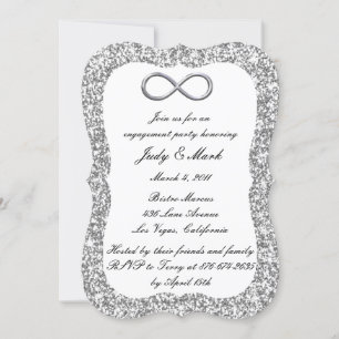 Silver Glitter Silver Infinity Engagement Party Invitation