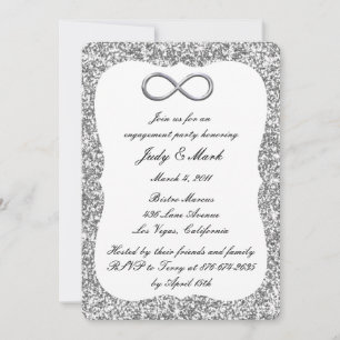 Silver Glitter Silver Infinity Engagement Party Invitation