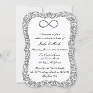 Silver Glitter Silver Infinity Rehearsal Dinner Invitation