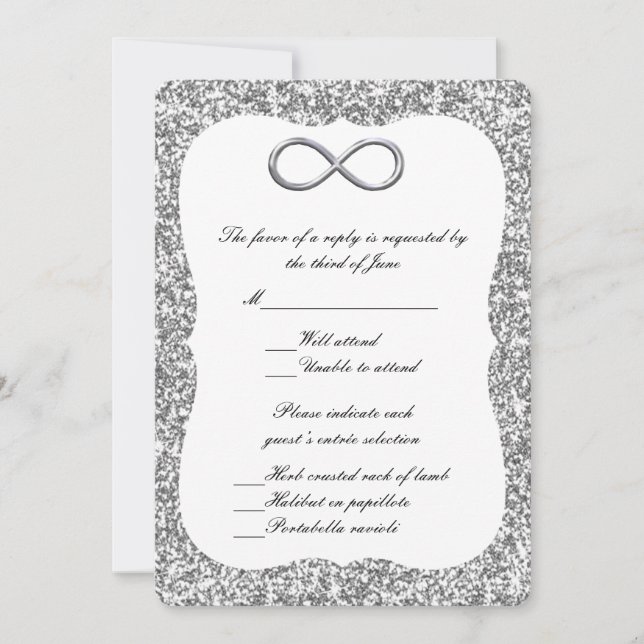 Silver Glitter Silver Infinity Response Card (Front)