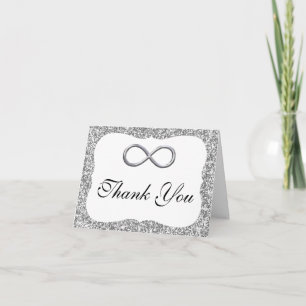 Silver Glitter Silver Infinity Thank You Card
