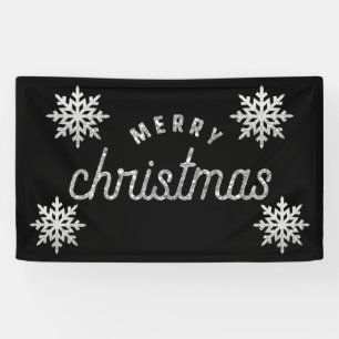 Silver Glitter Snowflake Banner