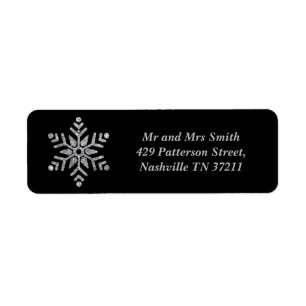 Silver Glitter Snowflake in Black Background