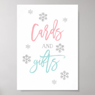 Silver Glitter Snowflakes Cards and Gifts Sign