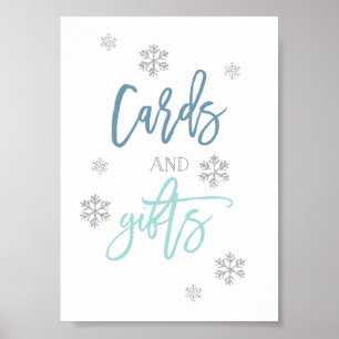 Silver Glitter Snowflakes Cards and Gifts Sign