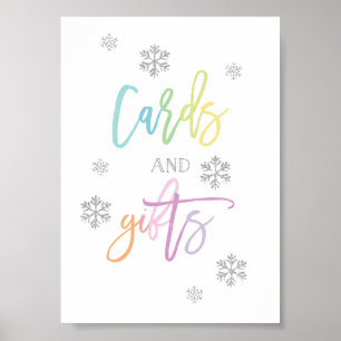 Silver Glitter Snowflakes Cards and Gifts Sign