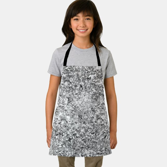 Silver Glitter Sparkle Apron (Insitu)