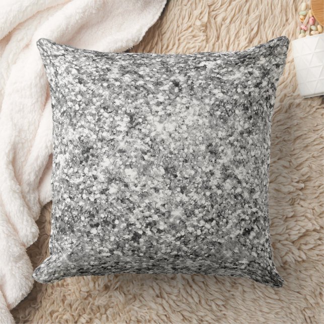 Silver Glitter Sparkle Cushion (Blanket)