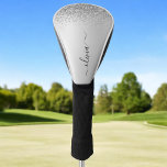 Silver Glitter Sparkle Glam Metal Monogram Name Golf Head Cover<br><div class="desc">Silver Faux Foil Metallic Sparkle Glitter Brushed Metal Monogram Name Golf Driver Cover. This makes the perfect sweet 16 birthday,  wedding,  bridal shower,  anniversary,  baby shower or bachelorette party gift for someone that loves glam luxury and chic styles.</div>