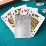 Silver Glitter Sparkle Glam Metal Monogram Name Playing Cards<br><div class="desc">Silver Faux Foil Metallic Sparkle Glitter Brushed Metal Monogram Name Playing Cards. This makes the perfect sweet 16 birthday,  wedding,  bridal shower,  anniversary,  baby shower or bachelorette party gift for someone that loves glam luxury and chic styles.</div>