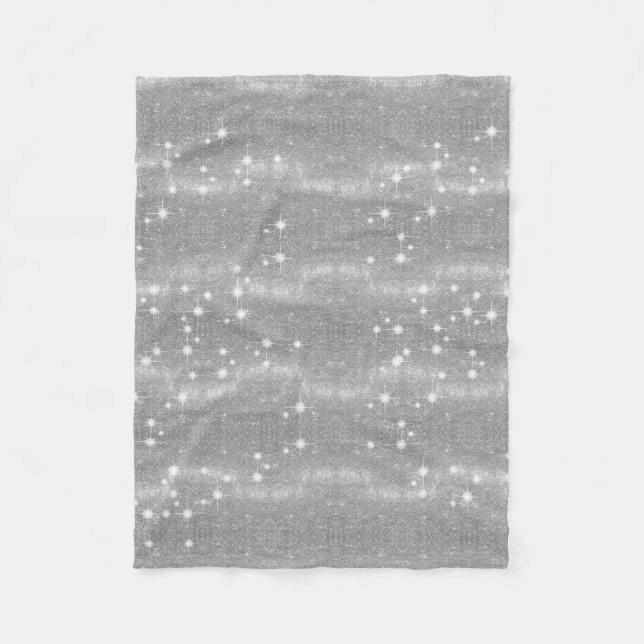 Silver Glitter Sparkle Metal Metallic Look Fleece Blanket (Front)