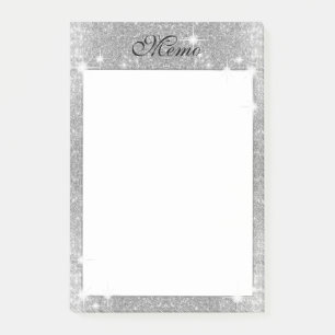 Silver Glitter Sparkle Metal Metallic Look Post-it Notes