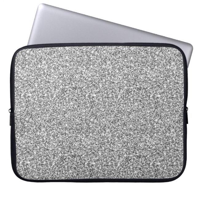 Silver Glitter Sparkle Metallic Laptop Sleeve (Front)