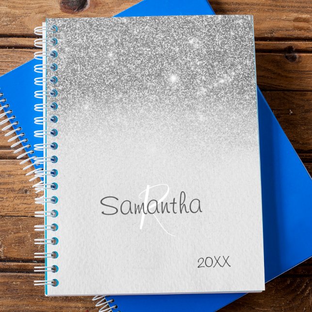 Silver Glitter Sparkle Yearly Monogram Planner (Creator Uploaded)