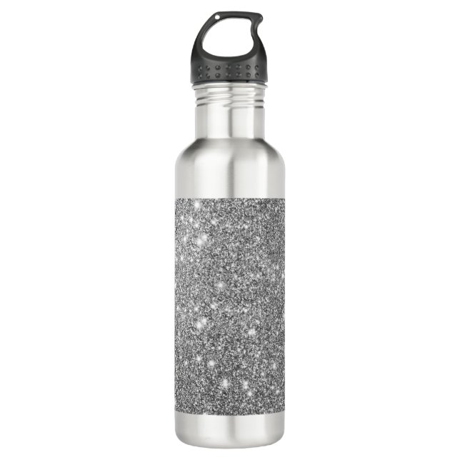 Silver Glitter Sparkles 710 Ml Water Bottle (Front)