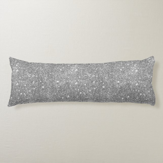 Silver Glitter Sparkles Body Cushion (Front)