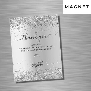 Silver glitter sparkles elegant thank you card