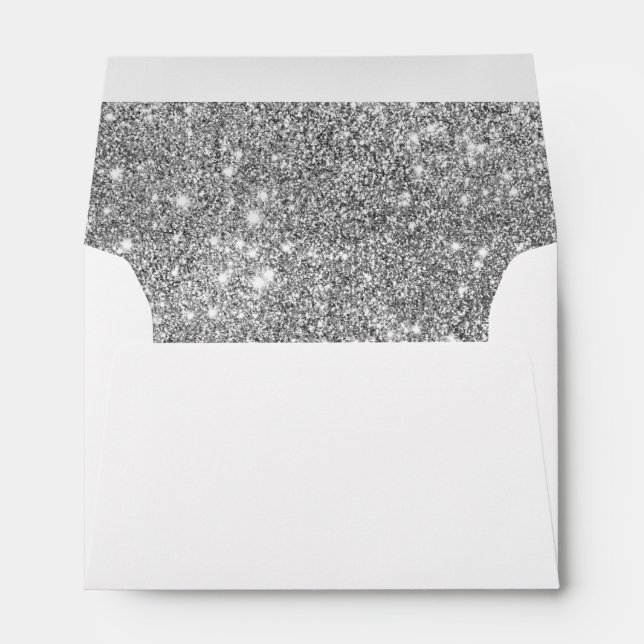 Silver Glitter Sparkles Envelope (Back (Bottom))