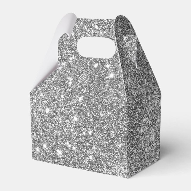 Silver Glitter Sparkles Favour Box (Front Side)