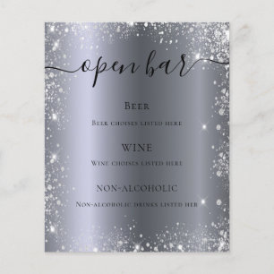 Silver glitter sparkles script bar menu