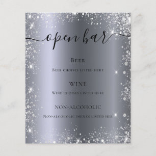 Silver glitter sparkles script budget bar menu
