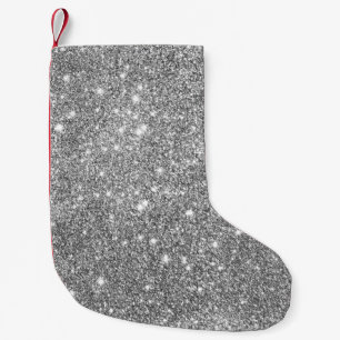 Silver Glitter Sparkles Small Christmas Stocking