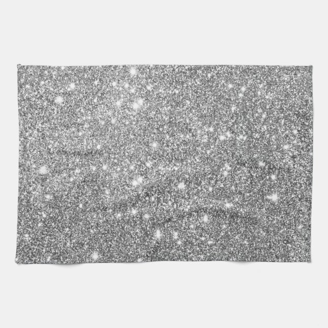 Silver Glitter Sparkles Tea Towel (Horizontal)
