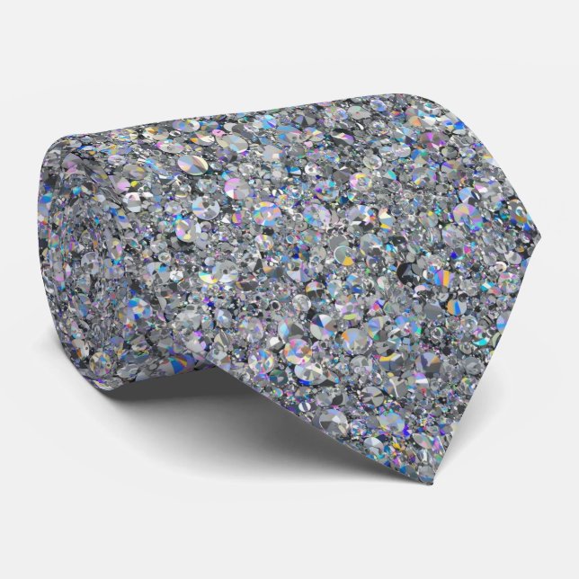 Silver Glitter Sparkles Wedding  Tie (Rolled)