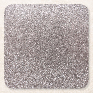 Silver glitter square paper coaster