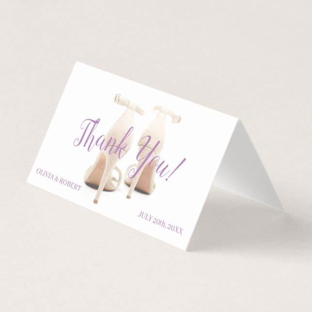 Silver glitter stilettos Thank You Folded Card (Front)