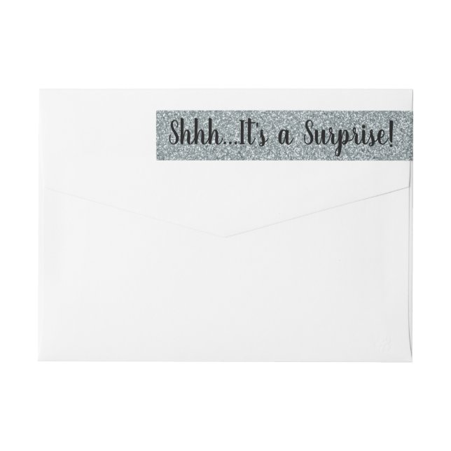 SILVER Glitter SURPRISE Wrap Return Address Labels (Back)