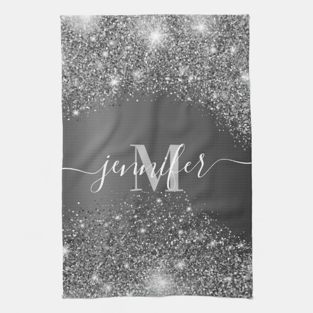 Silver Glitter Tea Towel (Vertical)