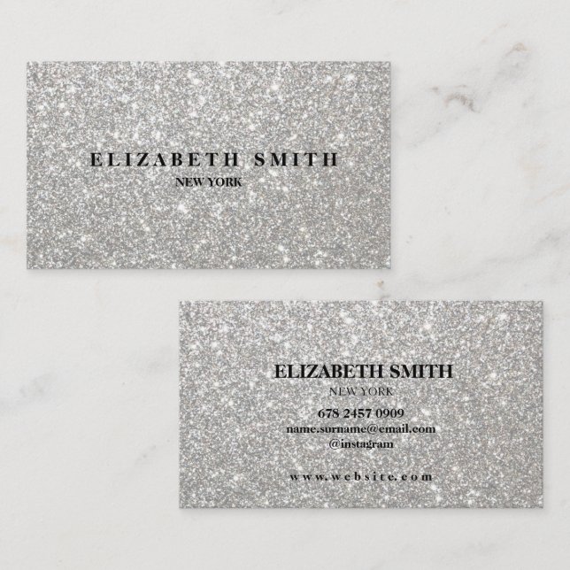 Silver Glitter Texture Business Card  (Front/Back)