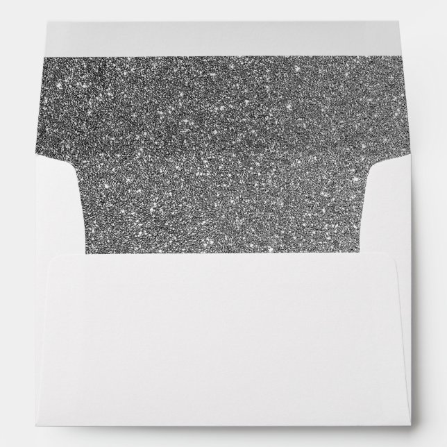 Silver Glitter Texture Fab Wedding Envelope (Back (Bottom))