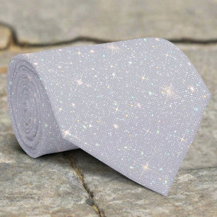 Silver Glitter Texture White Sparkling Diamond Tie