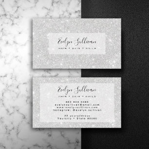 Silver Glitter Texture White Sparkling Shiny Business Card